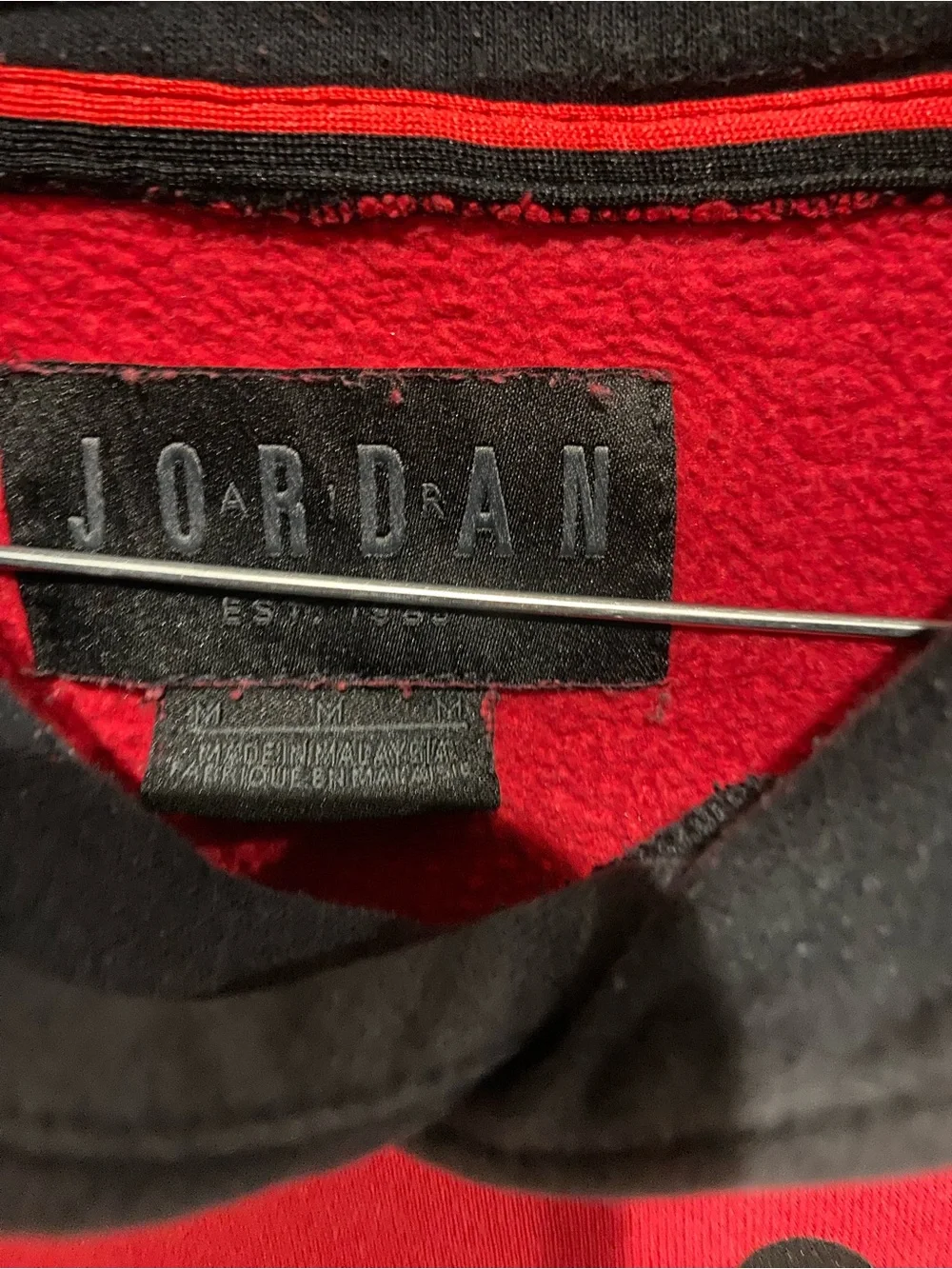 Jordan Red Hoodie with Black Hood and Pocket